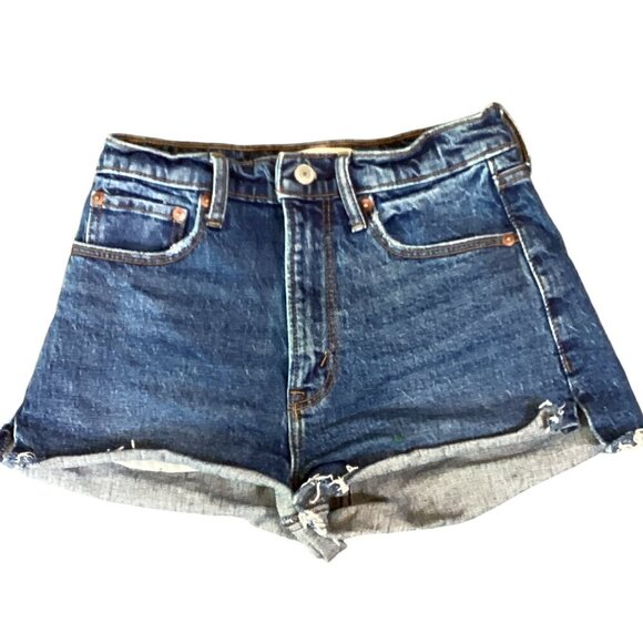 Abercrombie & Fitch The Mom Short High Rise Sz 25/0 Blue Jean #304i - Picture 1 of 5